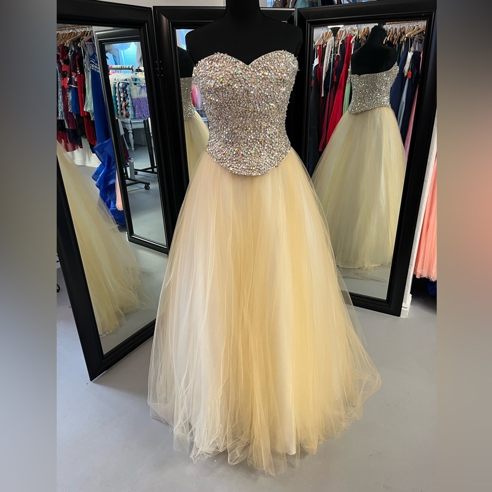 Tony Bowls Gold and Silver Prom Dress